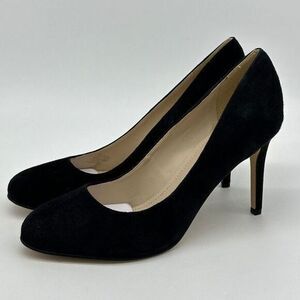 Marc Fisher Suede Leather Shoes Heels‎ Womens 10M Black Stiletto Pump Ladies NEW